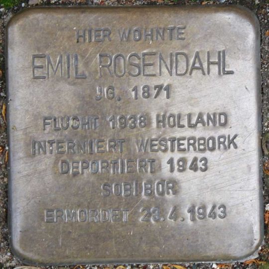 Stolperstein dedicated to Emil Rosendahl