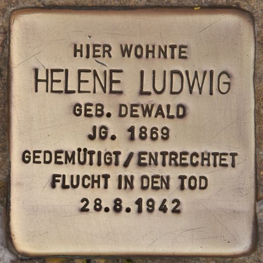 Stolperstein en memoria de Helene Ludwig geb. Dewald