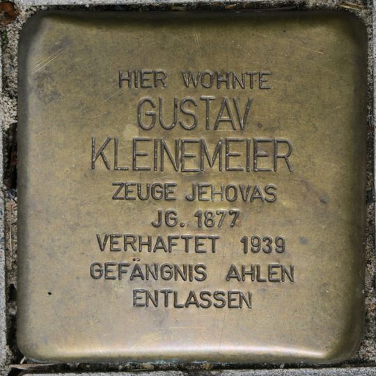 Stolperstein dedicated to Gustav Kleinemeier