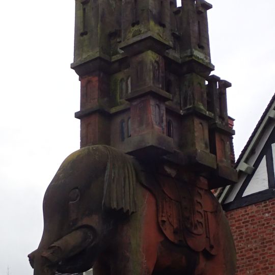 Stone Elephant And Castle In Garden Of Elephant And Castle Cottage